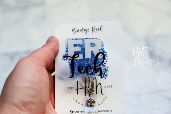ER Tech Badge Reel, Nurse Badge Reel, ER Tech id holder,  Retractable ID Holder, Interchangeable, Glitter Badge Reel