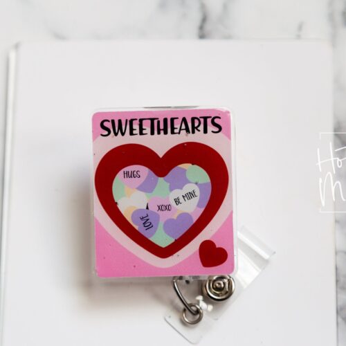 il_fullxfull.4526467673_qi5h Valentines Day Badge Reel, Conversation Hearts, Nurse Badge Reel, Retractable ID Holder, Interchangeable, Glitter Badge Reel
