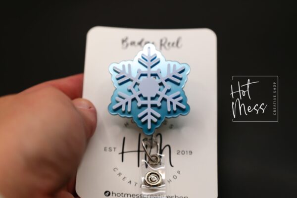 3D Snowflake Badge Reel, Winter Badge Reel, Nurse Badge Reel, Retractable ID Holder, Interchangeable, Glitter Badge Reel, Winter ID Holder