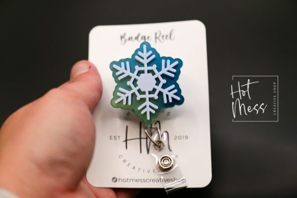 3D Snowflake Badge Reel, Winter Badge Reel, Nurse Badge Reel, Retractable ID Holder, Interchangeable, Glitter Badge Reel, Winter ID Holder