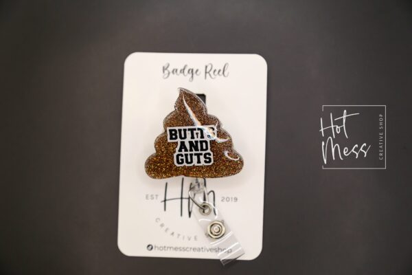 il_fullxfull.4549081496_scmv Butts and Guts Funny Badge Reel, GI ID Holder, gastroenterologist Badge Holder, GI Nurse
