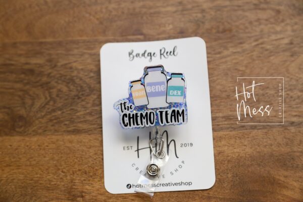 il_fullxfull.4572852264_4z13 The Chemo Team Badge Reel, Oncology Badge Reel, Nurse ID Holder, cancer awareness, chemo nurse badge