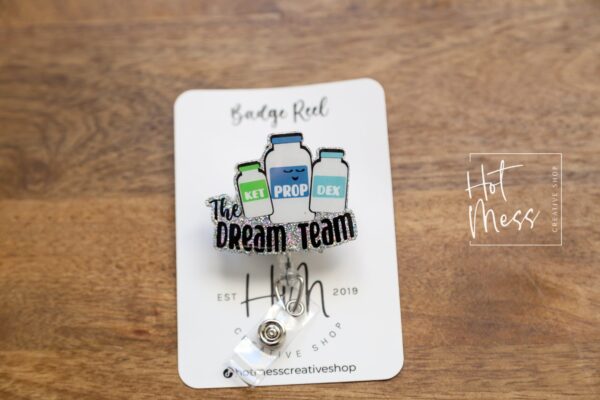 Silver The Dream Team Badge Reel, Anesthesia Badge Reel, Nurse ID Holder, PACU ID Holder, crna badge reel, pacu pin