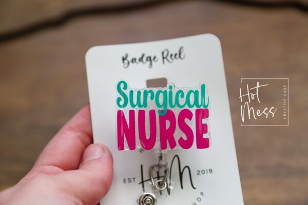 Surgical Nurse Badge Reel, Nurse Badge Reel, Retractable ID Holder, Interchangeable, Glitter Badge Reel
