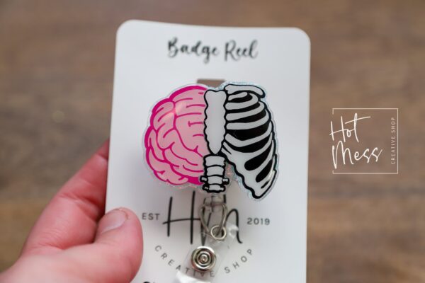 il_fullxfull.4583762002_g6b3 Brain Rib Badge Reel, Internal Medicine Retractable ID, Lanyard Badge Holder, Nurse Gift, Medical Badge Reel, xray reel
