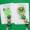 St. Patrick's day Badge Reel, Happy Shamrock, Nurse Badge Reel, Retractable ID Holder, Interchangeable, Glitter Badge Reel