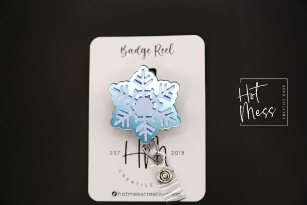3D Snowflake Badge Reel, Winter Badge Reel, Nurse Badge Reel, Retractable ID Holder, Interchangeable, Glitter Badge Reel, Winter ID Holder