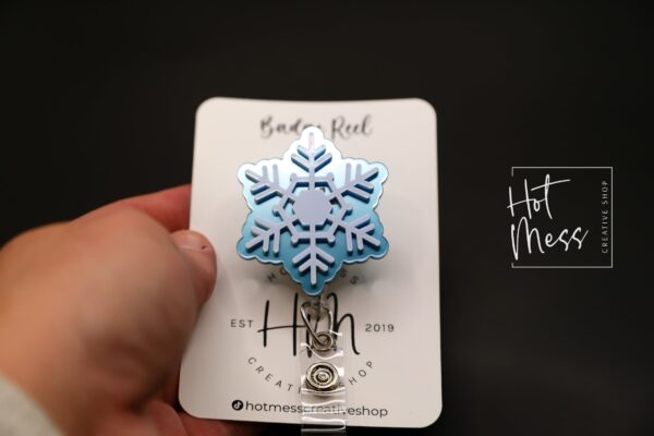 3D Snowflake Badge Reel, Winter Badge Reel, Nurse Badge Reel, Retractable ID Holder, Interchangeable, Glitter Badge Reel, Winter ID Holder