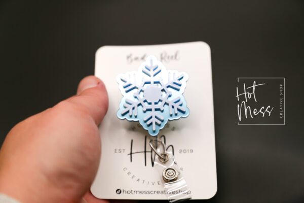 3D Snowflake Badge Reel, Winter Badge Reel, Nurse Badge Reel, Retractable ID Holder, Interchangeable, Glitter Badge Reel, Winter ID Holder