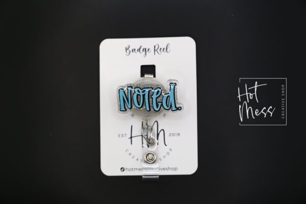 Noted Badge Reel, Funny Badge Reel, Retractable Badge Reel, Interchangeable Badge Reel, Sarcasm Badge Reel, glitter Badge Reel