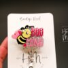 il_fullxfull.4591381383_k3ly Valentines Day Badge Reel, Bee Mine, Nurse Badge Reel, Retractable ID Holder, Interchangeable, Glitter Badge Reel