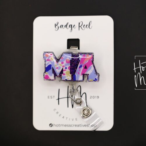 il_fullxfull.4591574167_3xko Floral MA Badge Reel, Medical Assistant Badge Reel, RN ID Holder, Retractable Acrylic Badge Reel, Nurse Gift