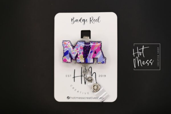 Floral MA Badge Reel, Medical Assistant Badge Reel, RN ID Holder, Retractable Acrylic Badge Reel, Nurse Gift