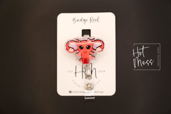 Love Uterus Badge Reel, Retractable Badge Reel, Interchangeable Badge Reel,