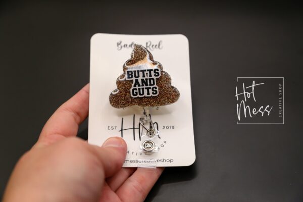 il_fullxfull.4596472171_tszc Butts and Guts Funny Badge Reel, GI ID Holder, gastroenterologist Badge Holder, GI Nurse