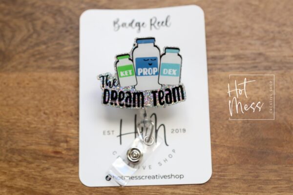 Silver The Dream Team Badge Reel, Anesthesia Badge Reel, Nurse ID Holder, PACU ID Holder, crna badge reel, pacu pin