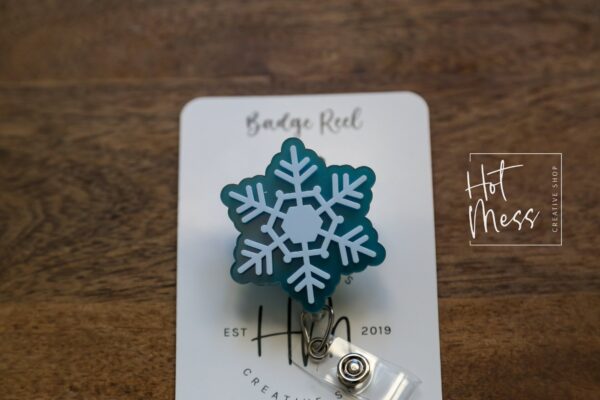 3D Snowflake Badge Reel, Winter Badge Reel, Nurse Badge Reel, Retractable ID Holder, Interchangeable, Glitter Badge Reel, Winter ID Holder
