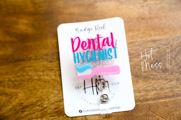Dental Hygienist Funny Badge Reel, Dentist Badge Reel, Retractable Badge Reel, Interchangeable Badge Reel, DEN