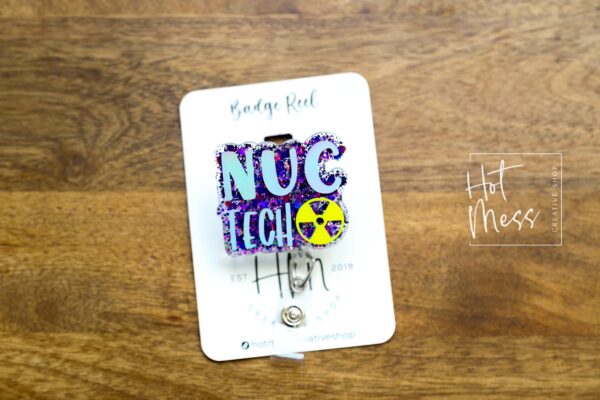 NUC Tech Badge Reel, Nuclear Medicine ID Holder, nuc med tech, Interchangeable Badge Reel, handmade usa