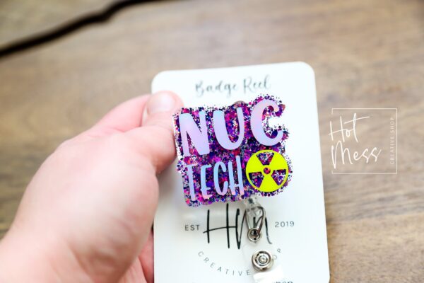 NUC Tech Badge Reel, Nuclear Medicine ID Holder, nuc med tech, Interchangeable Badge Reel, handmade usa