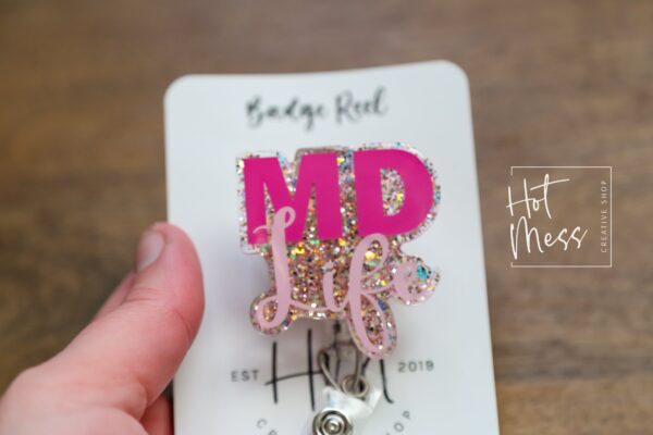 MD Life Badge Reel, Doctor Badge Reel, Glitter Badge Reel, Gift for new doctor