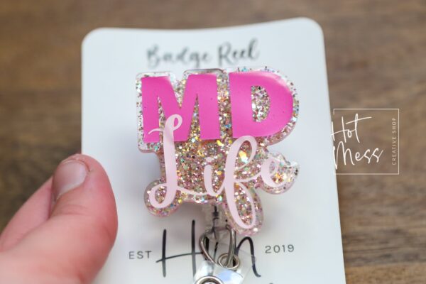 MD Life Badge Reel, Doctor Badge Reel, Glitter Badge Reel, Gift for new doctor