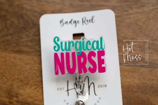 Surgical Nurse Badge Reel, Nurse Badge Reel, Retractable ID Holder, Interchangeable, Glitter Badge Reel