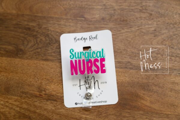 Surgical Nurse Badge Reel, Nurse Badge Reel, Retractable ID Holder, Interchangeable, Glitter Badge Reel