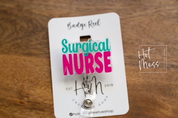Surgical Nurse Badge Reel, Nurse Badge Reel, Retractable ID Holder, Interchangeable, Glitter Badge Reel