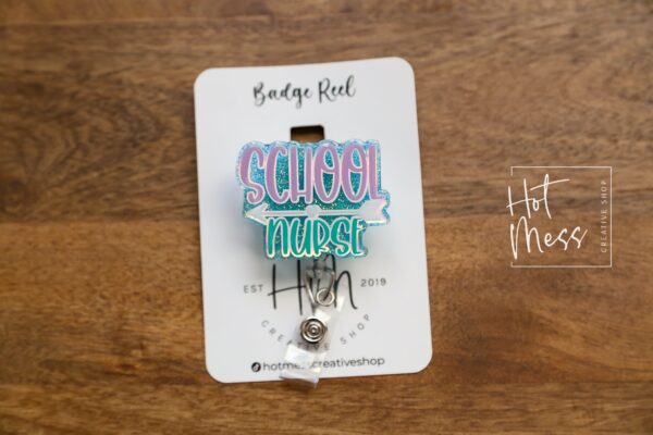 School Nurse Badge Reel, Glitter ID Holder, School Nurse Gift, School Nurse Lanyard