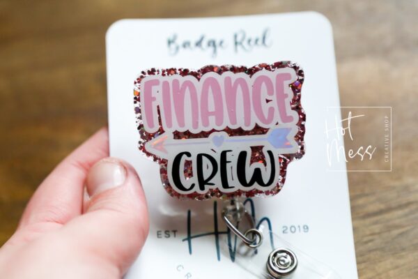 Finance Crew Glitter Badge Reel, Bank ID holder, Banking Badge Reel,  Retractable Acrylic Badge Reel