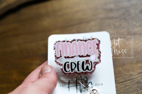 Finance Crew Glitter Badge Reel, Bank ID holder, Banking Badge Reel,  Retractable Acrylic Badge Reel