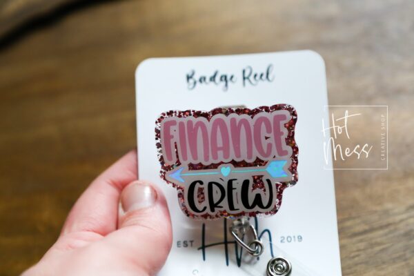 Finance Crew Glitter Badge Reel, Bank ID holder, Banking Badge Reel,  Retractable Acrylic Badge Reel
