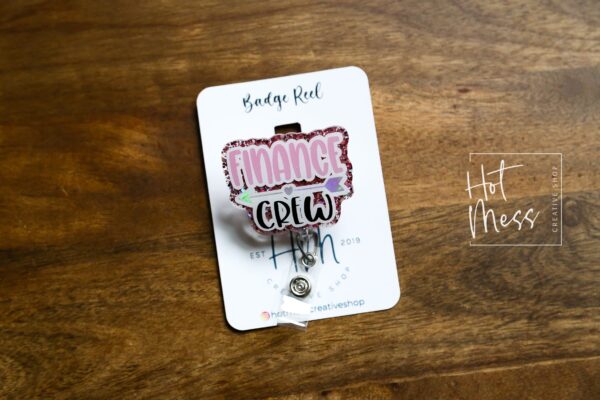 Finance Crew Glitter Badge Reel, Bank ID holder, Banking Badge Reel,  Retractable Acrylic Badge Reel