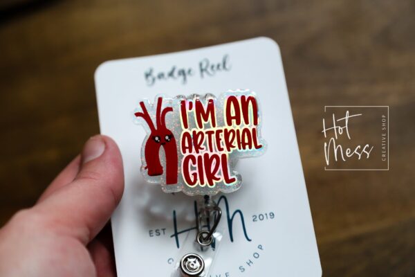il_fullxfull.4667335290_1o4q I'm an arterial girl Badge Reel, aorta badge reel, Nurse Badge Reel, Retractable ID Holder, Interchangeable, Glitter Badge Reel