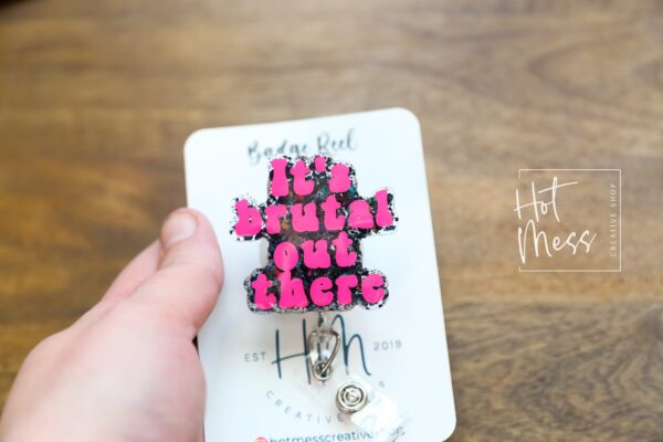 il_fullxfull.4675753586_id7v It's Brutal Out there Badge Reel, Funny Badge Reel, Retractable Badge Reel, Interchangeable Badge Reel