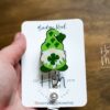 il_fullxfull.4675769584_bbty St. Patrick's Day badge reel, Gnome, Custom Badge Reel, Retractable ID Holder, Interchangeable, Glitter Badge Reel