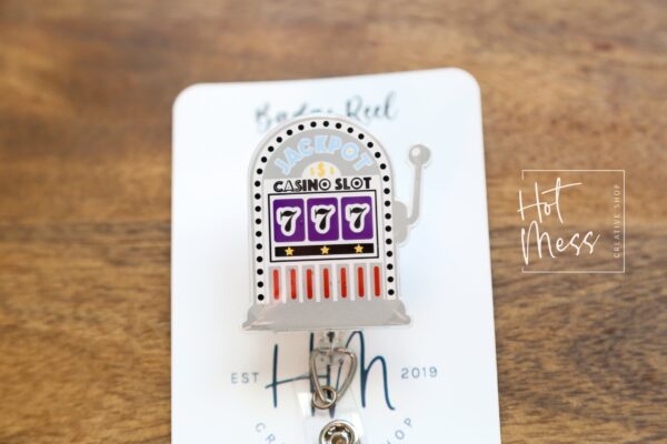 il_fullxfull.4675815892_lhzh Slot Machine Badge Reel, Casino Badge Reel, Poker Chip, Interchangeable, ID Holder, las vegas
