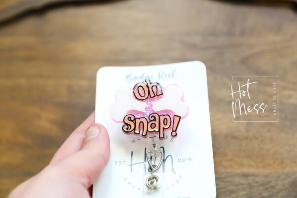 il_fullxfull.4675835704_ls1q Oh Snap Ortho Badge Reel, Cute badge reel, Nurse ID Holder, orthopedic badge reel, Doctor Badge Reel