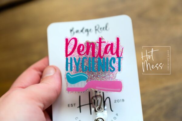 Dental Hygienist Funny Badge Reel, Dentist Badge Reel, Retractable Badge Reel, Interchangeable Badge Reel, DEN