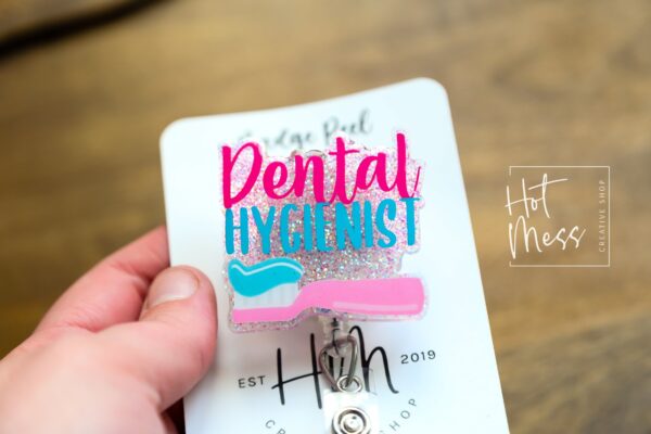 Dental Hygienist Funny Badge Reel, Dentist Badge Reel, Retractable Badge Reel, Interchangeable Badge Reel, DEN