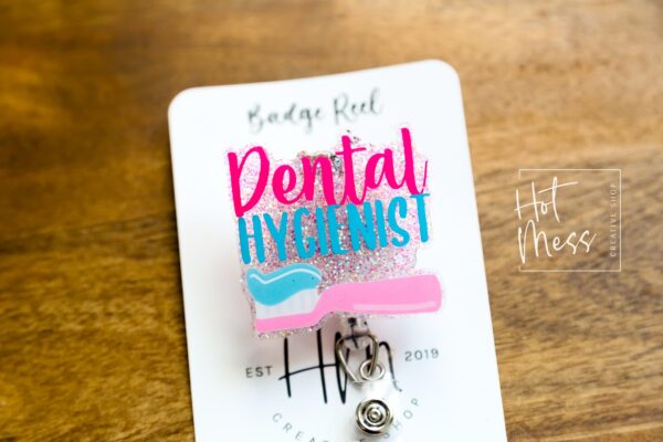 Dental Hygienist Funny Badge Reel, Dentist Badge Reel, Retractable Badge Reel, Interchangeable Badge Reel, DEN