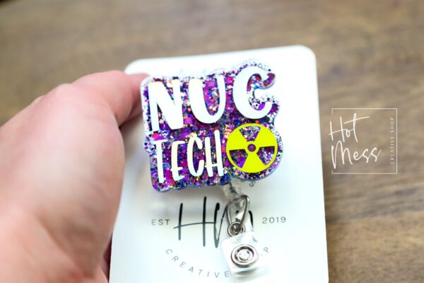 NUC Tech Badge Reel, Nuclear Medicine ID Holder, nuc med tech, Interchangeable Badge Reel, handmade usa