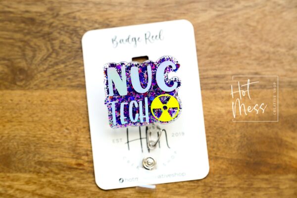 NUC Tech Badge Reel, Nuclear Medicine ID Holder, nuc med tech, Interchangeable Badge Reel, handmade usa