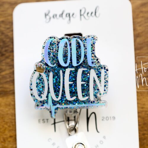 il_fullxfull.4676217447_i76d Code Queen Badge Reel, RN ID Holder, Retractable Acrylic Badge Reel, Nurse Gift, Night Shift, Audacity