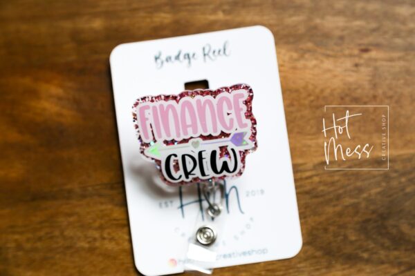 Finance Crew Glitter Badge Reel, Bank ID holder, Banking Badge Reel,  Retractable Acrylic Badge Reel