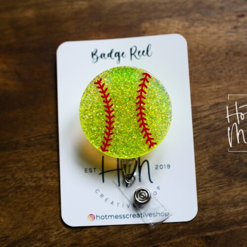 Softball Badge Reel, Baseball Coach Badge Reel, Sports coach badge reel, sports badge reel