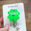 St. Patrick's day Badge Reel, Lucky Shamrock, Nurse Badge Reel, Retractable ID Holder, Interchangeable, Glitter Badge Reel