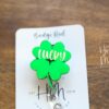 St. Patrick's day Badge Reel, Lucky Shamrock, Nurse Badge Reel, Retractable ID Holder, Interchangeable, Glitter Badge Reel