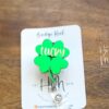 St. Patrick's day Badge Reel, Lucky Shamrock, Nurse Badge Reel, Retractable ID Holder, Interchangeable, Glitter Badge Reel